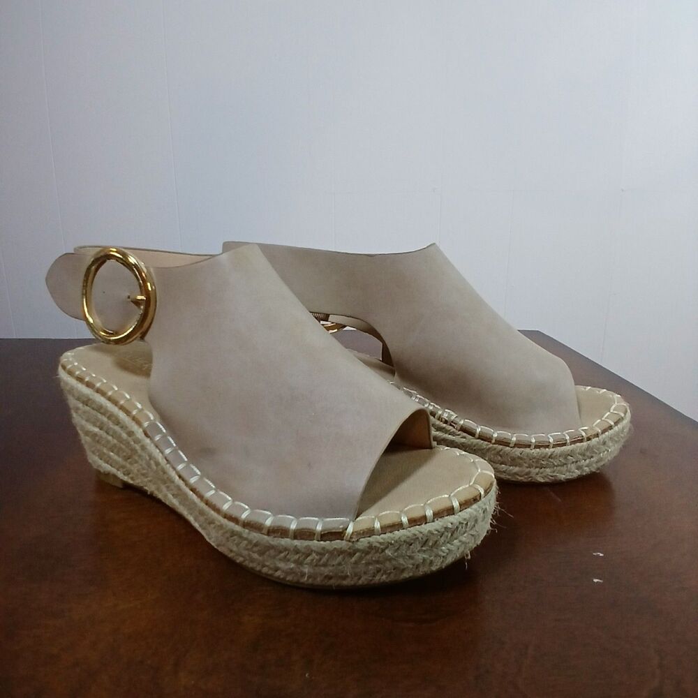 Catherine Malandrino Taupe Wedge Mules Size 6